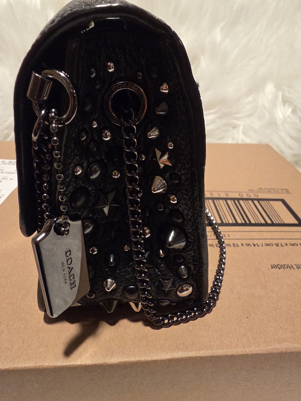 Coach Bowery Rebel Charm Floral Chain Crossbody Bag Gunmetal Feather Charm Chain - Picture 5 of 14